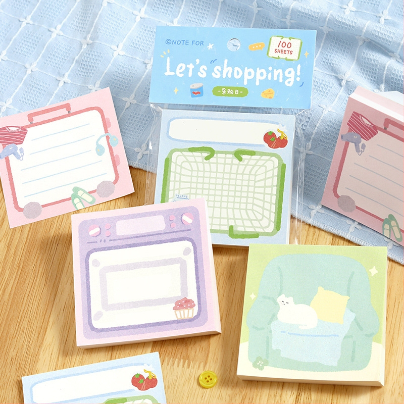 Bloc de notițe din hârtie, formă de cărămidă, 100 foi, fără adeziv, ambalaj de bază, desene drăguțe cu dopamină despre viața mea