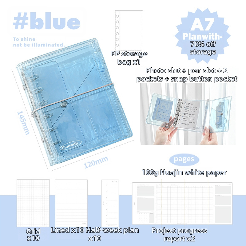 Caiet cu copertă PVC, legare tip binder, interior din pulpă de lemn, până la 50 de pagini, PW251P