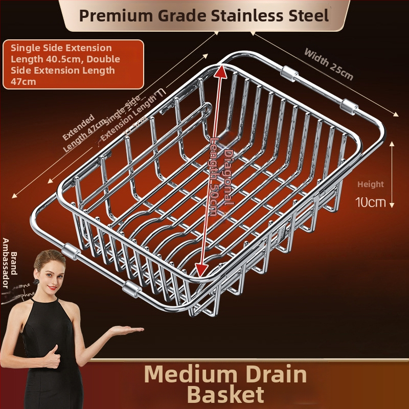 Raft de bucătărie din oțel inoxidabil, montat pe perete – suport de scurgere pentru vase, fructe și legume, fără montaj