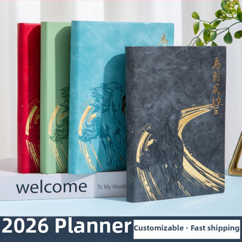 Kaiyue carnet de afaceri cu legare cusută, hârtie Dowling, 80 g, 300–400 pagini, calendar pentru 2026, Anul Calului