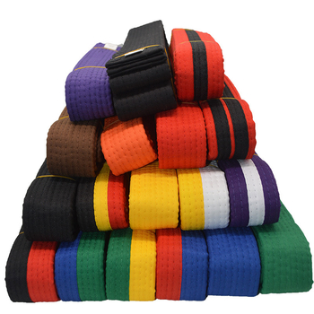 Bandă pentru karate și taekwondo cu broderie, material din amestec de bumbac, căptușeală din bumbac, lungime reglabilă, pentru antrenamente și examene în arte marțiale