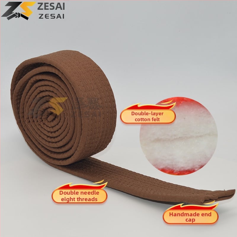 Bandă pentru karate și taekwondo cu broderie, material din amestec de bumbac, căptușeală din bumbac, lungime reglabilă, pentru antrenamente și examene în arte marțiale