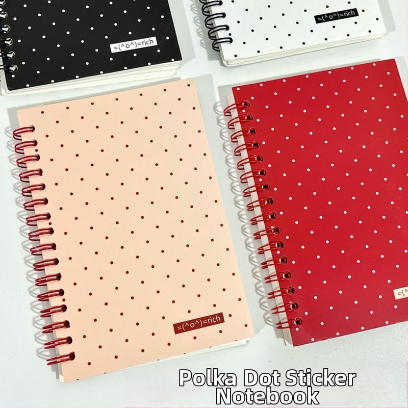 Caiet cu blocuri color pe ambele părți și buline, cu foi detașabile, copertă din PVC, hârtie cu dublă acoperire, 80 g/m², 1–50 pagini, stil minimalist nostalgic retro japonez-coreean