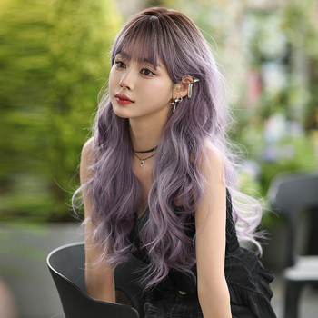Perucă Queen of Seven Streets — păr lung buclat, fibre sintetice rezistente la temperatură, stil coreean, model C-0375, vopsire fără căldură