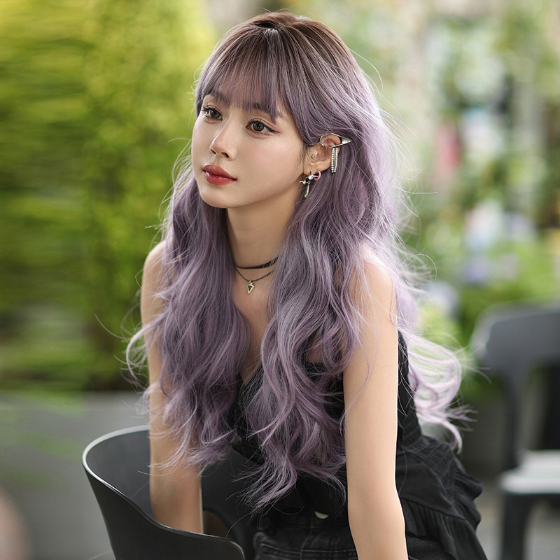 Perucă Queen of Seven Streets — păr lung buclat, fibre sintetice rezistente la temperatură, stil coreean, model C-0375, vopsire fără căldură