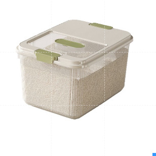 Cutie de depozitare pentru orez, sigilată, protecție împotriva umezelii și a insectelor, plastic PP alimentar, capacitate 9–10 L.