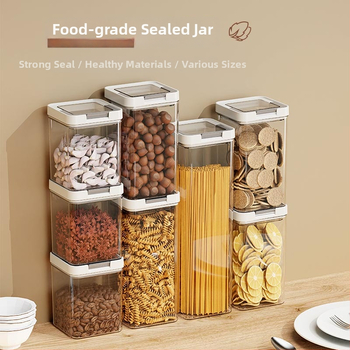 Borcan de depozitare – Plastic, sigilat, rezistent la umezeală, transparent, alimentare