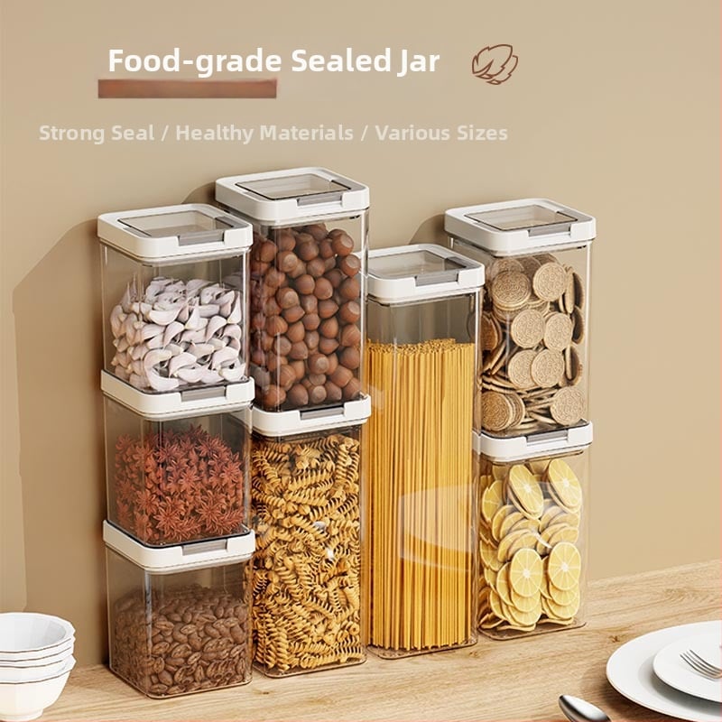 Borcan de depozitare – Plastic, sigilat, rezistent la umezeală, transparent, alimentare