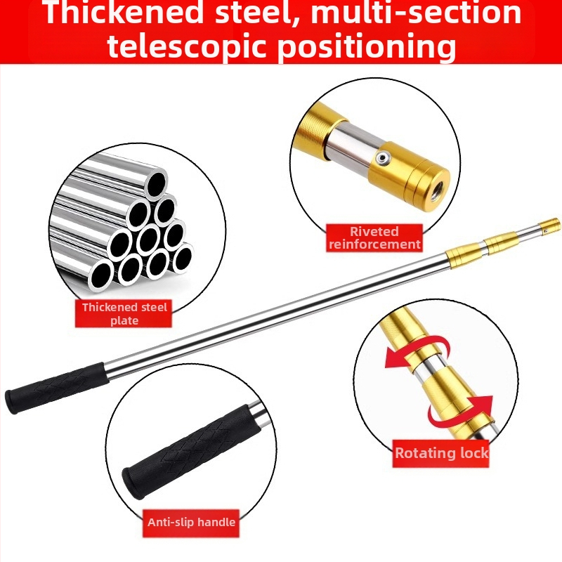 Tijă telescopică din oțel inoxidabil pentru cules fructe, cu secțiuni multiple