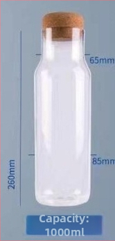 Borcan din sticlă pentru depozitare, capac din dop de plută, rotund, pentru ceai și lapte praf, capacitate 501–800 ml, compatibil cu microunde, sigilat