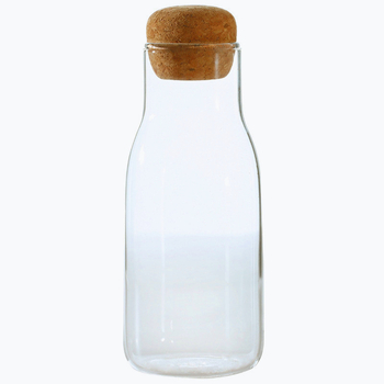 Borcan din sticlă pentru depozitare, capac din dop de plută, rotund, pentru ceai și lapte praf, capacitate 501–800 ml, compatibil cu microunde, sigilat