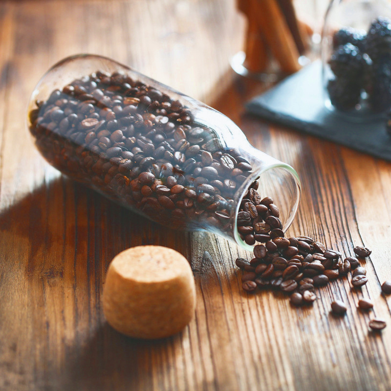 Borcan din sticlă pentru depozitare, capac din dop de plută, rotund, pentru ceai și lapte praf, capacitate 501–800 ml, compatibil cu microunde, sigilat