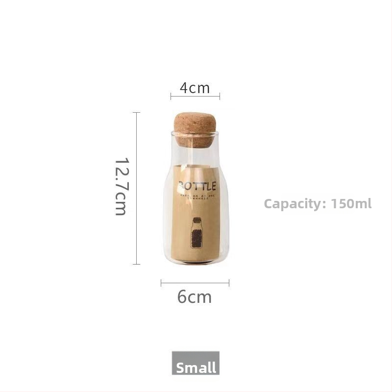 Borcan din sticlă pentru depozitare, capac din dop de plută, rotund, pentru ceai și lapte praf, capacitate 501–800 ml, compatibil cu microunde, sigilat