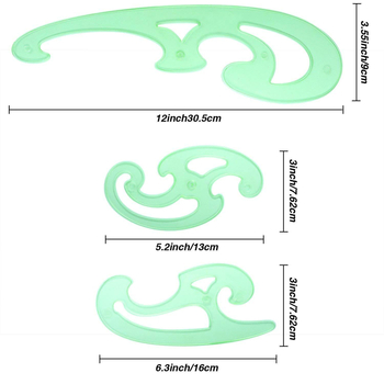 Golden Monkey set de 6 șabloane de desen — plastice, riglă pentru diagrame curbate, pentru ilustrații