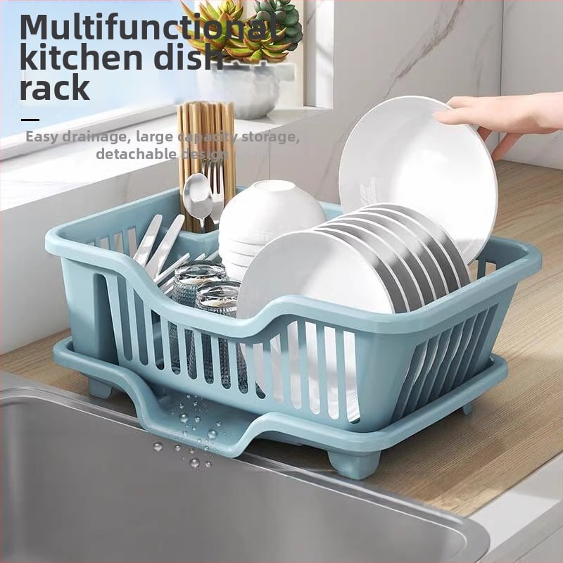 Suport de vase din plastic cu drenare pentru blat de bucătărie — Multifuncțional, Stil modern minimalist, pentru vase, farfurii și tacâmuri