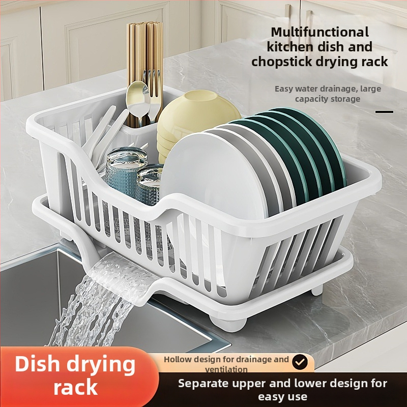 Suport de vase din plastic cu drenare pentru blat de bucătărie — Multifuncțional, Stil modern minimalist, pentru vase, farfurii și tacâmuri