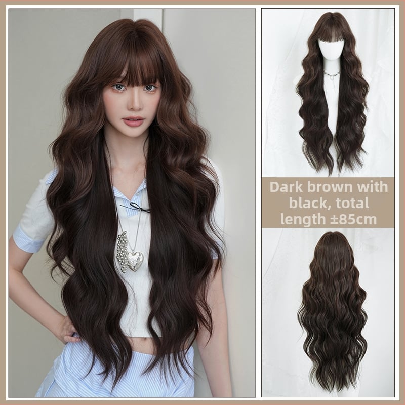 Perucă lungă buclată, fibre sintetice rezistente la temperaturi înalte, acoperire completă a capului, stil exotic.