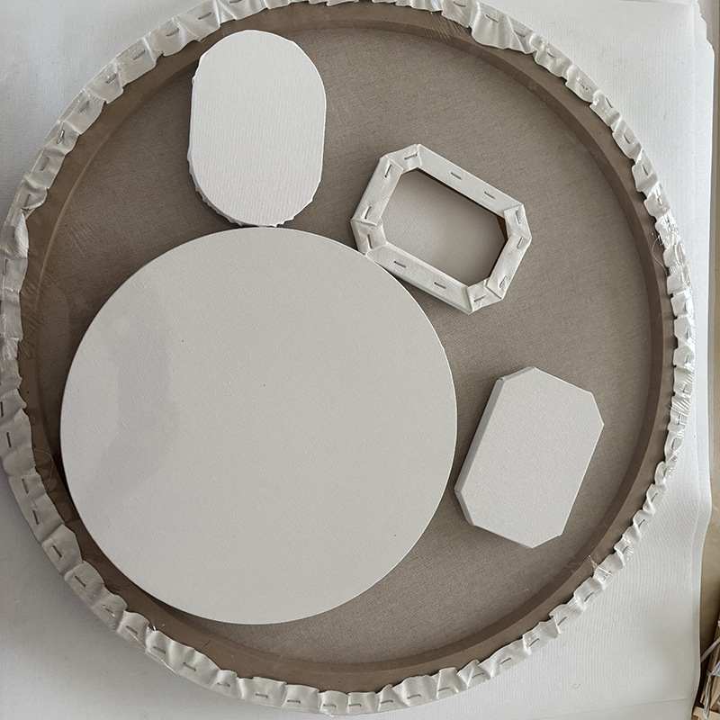Cadru rotund pentru pictură în ulei cu pânză și cadru interior special, cadru exterior, pânză din bumbac și placă acrilică