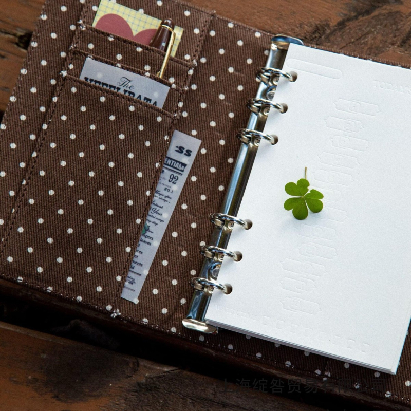 Caiet în stil coreean cu 6 găuri, foi despicate, interior PVC, 50 de pagini, jurnal de călătorie pentru femei