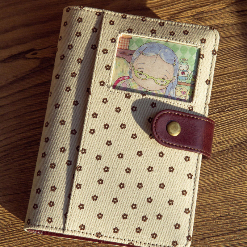 Caiet în stil coreean cu 6 găuri, foi despicate, interior PVC, 50 de pagini, jurnal de călătorie pentru femei