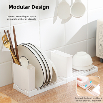 Raft pliabil pentru vase – uscător de vase, pe blat, multifuncțional, capacitate mare, compartiment pentru bețișoare