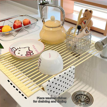 Raft de drenaj din silicon pentru vase – pliabil, montaj pe perete, stil modern minimalist