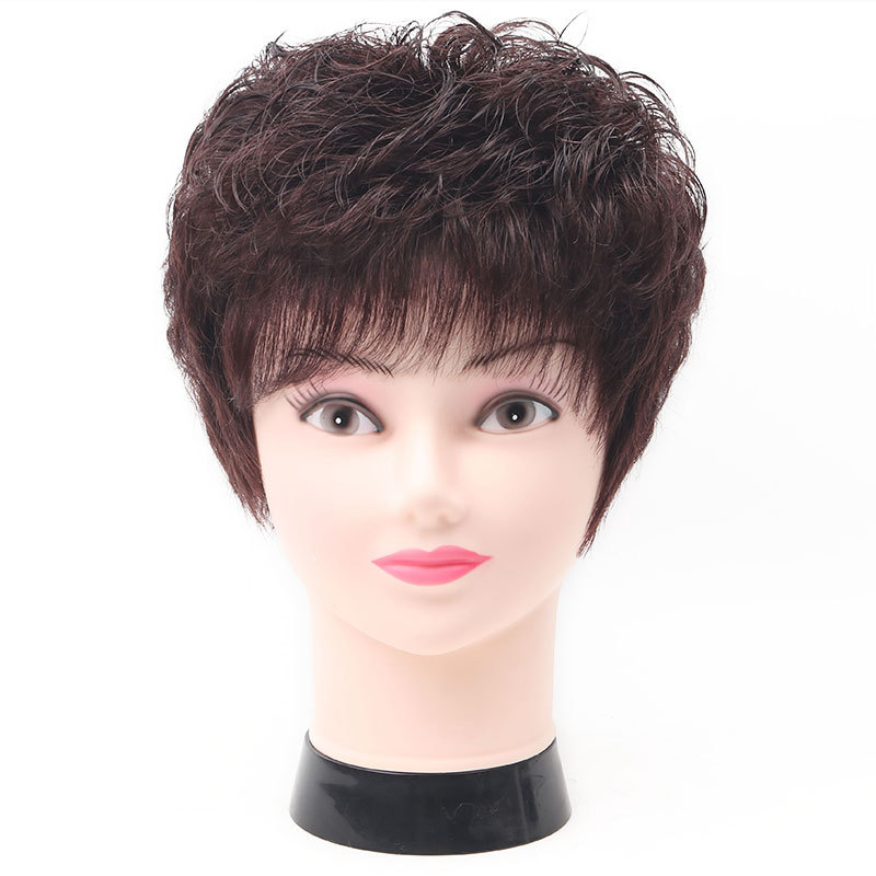 Perucă cu stil natural J16, păr real uman, set complet pentru cap, breton: drept sau înclinat, confecție mecanică și manuală