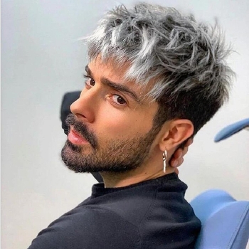 Perucă bărbătească, păr scurt, fibră rezistentă la temperaturi înalte, model LY174, proces mecanic