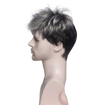 Perucă bărbătească, păr scurt, fibră rezistentă la temperaturi înalte, model LY174, proces mecanic