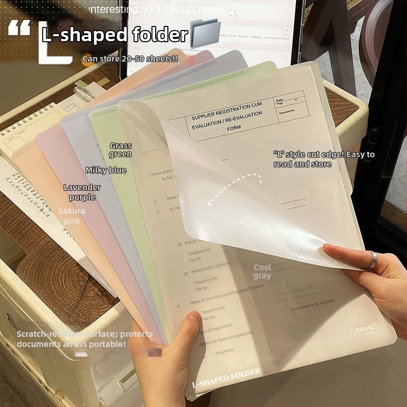 Dosar în formă L pentru A4, plastic, organizator multi-pagină, format A4, grosime placă 1 mm, lățime spate 220 mm