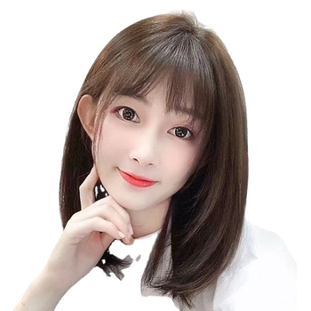 Perucă pentru femei – stil modern cu efect tineresc pentru față rotundă, până la umeri, păr drept scurt, breton aerian, textură în straturi, din fibră mată