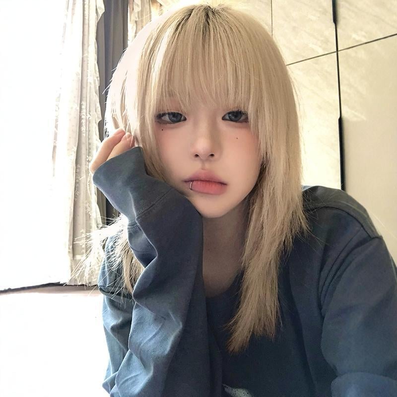 Perucă pentru femei, DM760, fibre rezistente la temperaturi înalte, breton, prelucrare mecanică