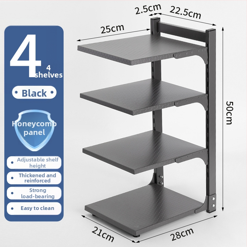 Raft de depozitare pliabil pentru blat de bucătărie cu spații pentru capace și boluri – multipurpose, portabil, fără montaj, oțel carbon