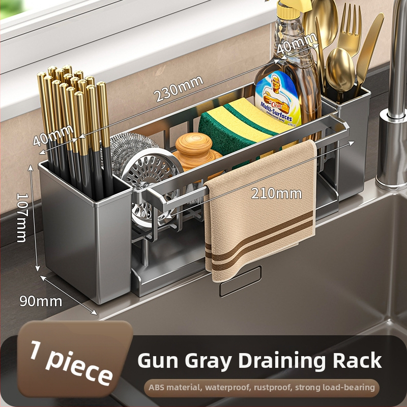 Raft plastic pentru prosoapele de bucătărie pe blat, cu design relocabil, multifuncțional, cu suport pentru bețișoare și raft de uscare