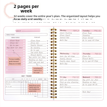 Bloc de notițe cu legare prin spirală și copertă PP, hârtie din pulpă de lemn, 50–100 pagini, stil office, brand Junnuohao