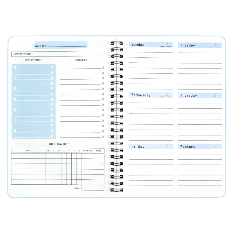 Bloc de notițe cu legare prin spirală și copertă PP, hârtie din pulpă de lemn, 50–100 pagini, stil office, brand Junnuohao