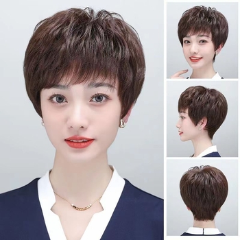 Piesă de păr pentru vârful capului, aspect natural, păr real uman, perucă scurtă buclată, acoperă părul gri