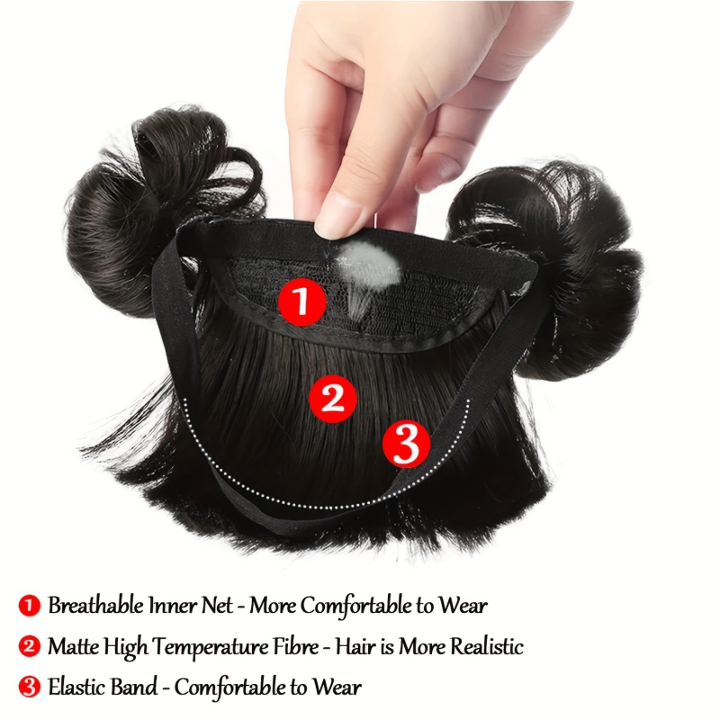 Perucă pentru copii cu breton (stil natural, fibre rezistente la căldură, pentru copii)