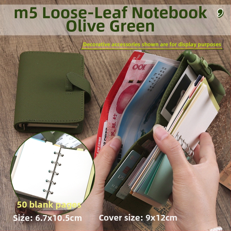 Caiet cu husă din piele sintetică, foi detașabile, hârtie din masă de lemn, design creativ