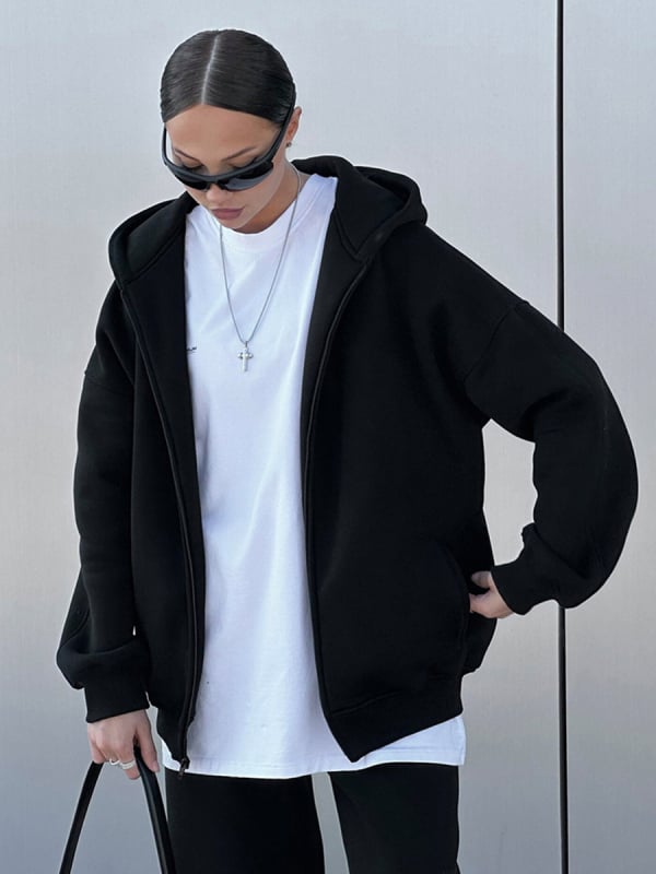 Costum casual de femei cu pantaloni – model monocrom, mâneci lungi, țesătură din amestec de bumbac, vara 2024