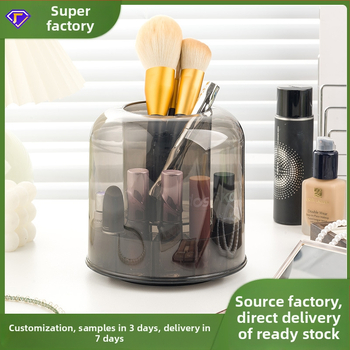 Organizator din acril pentru pensule de machiaj cu capac, pentru birou, model 6390