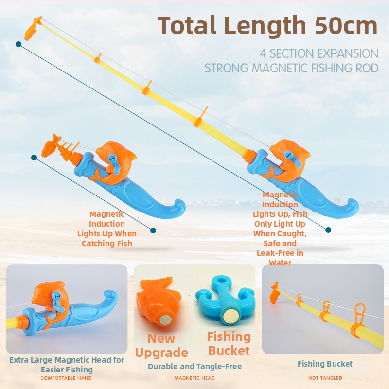 Set de pescuit cu inducție magnetică, educațional pentru 4–6 ani, îmbunătățește coordonarea mână-occhi și interacțiunea părinte-copil — Double Shell