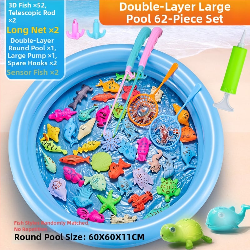 Set de pescuit cu inducție magnetică, educațional pentru 4–6 ani, îmbunătățește coordonarea mână-occhi și interacțiunea părinte-copil — Double Shell