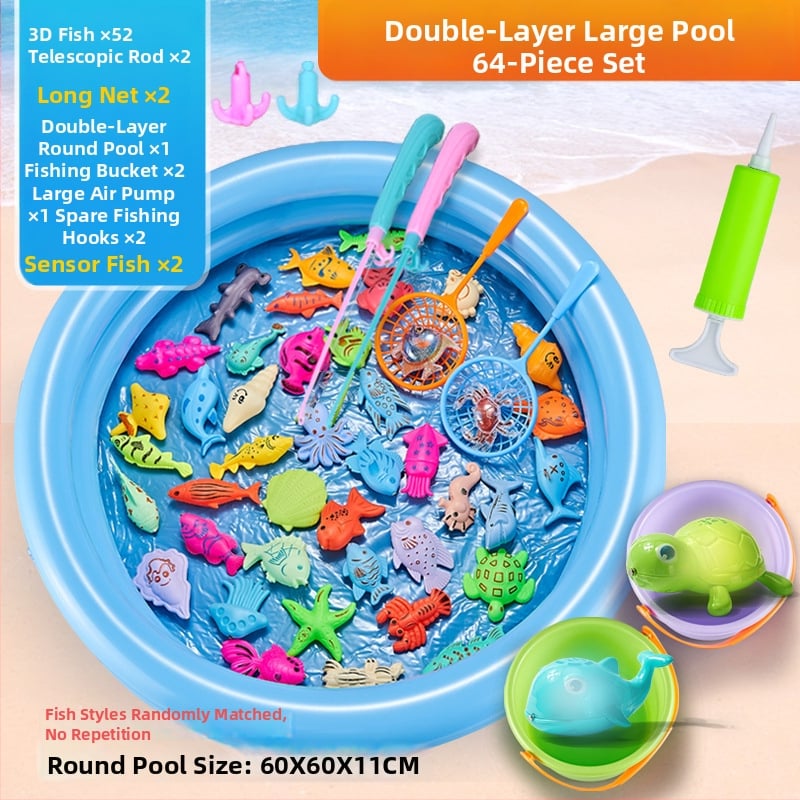 Set de pescuit cu inducție magnetică, educațional pentru 4–6 ani, îmbunătățește coordonarea mână-occhi și interacțiunea părinte-copil — Double Shell