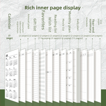 Blocnotes Four Seasons: planificator de buzunar portabil pentru 2026, stil minimalist, hârtie Dowling, 65 g, 100–200 de pagini, legare cu șnur și adeziv
