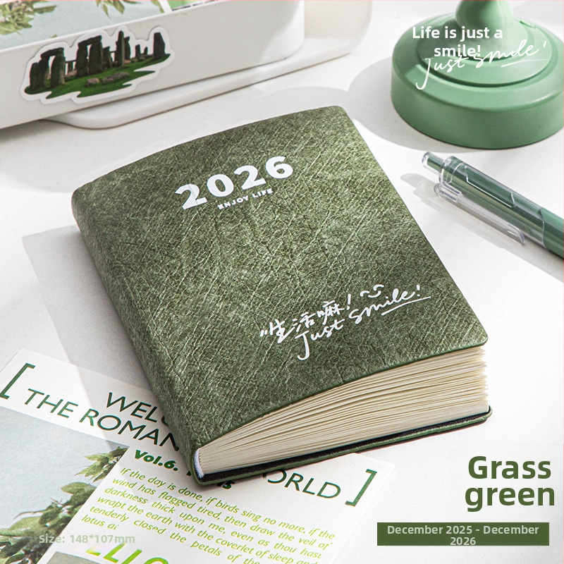 Blocnotes Four Seasons: planificator de buzunar portabil pentru 2026, stil minimalist, hârtie Dowling, 65 g, 100–200 de pagini, legare cu șnur și adeziv