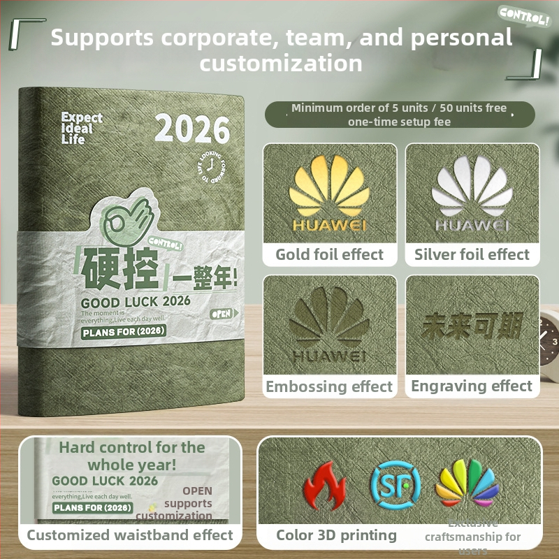 Blocnotes Four Seasons: planificator de buzunar portabil pentru 2026, stil minimalist, hârtie Dowling, 65 g, 100–200 de pagini, legare cu șnur și adeziv