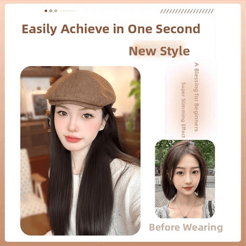 Păr perucă cu șapcă integrată, stil etnic, păr lung (drept sau ondulat), extensie de păr detașabilă, fibre de mătase