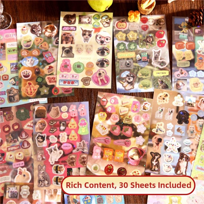 Carte de autocolante pentru colaj cu motive în stil antic, hârtie lucioasă, imprimare UV, unisex, Yu xian