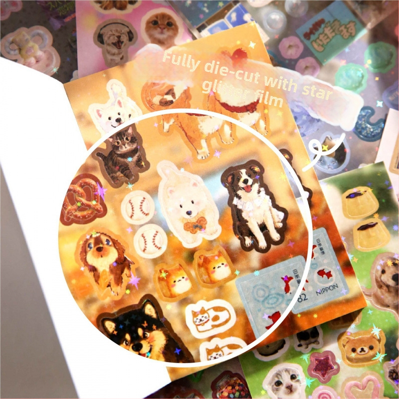 Carte de autocolante pentru colaj cu motive în stil antic, hârtie lucioasă, imprimare UV, unisex, Yu xian